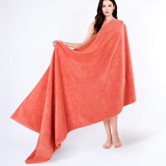 Cotton Paradise Luxury Hotel & Spa Quality, Absorbent & Soft Decorative Kitchen & Bathroom Turkish Towels (40" x 80" Bath Sheet, Coral)