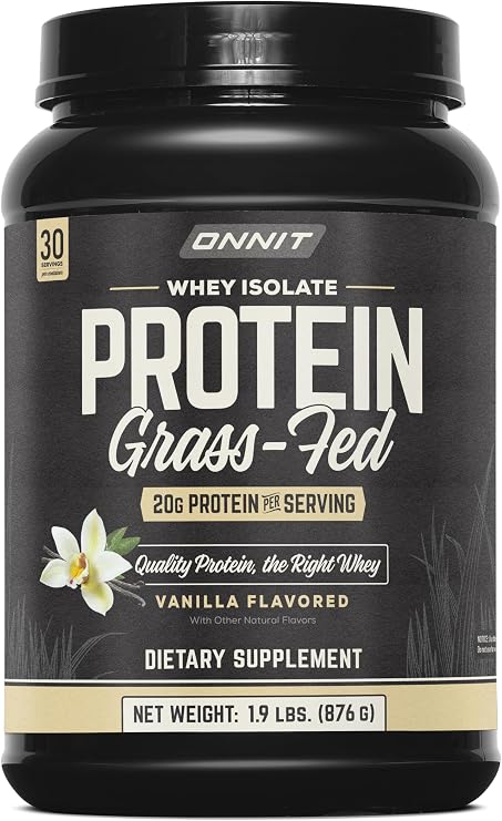 ONNIT Grass Fed Whey Isolate Protein Powder, Vanilla, 20g Protein
