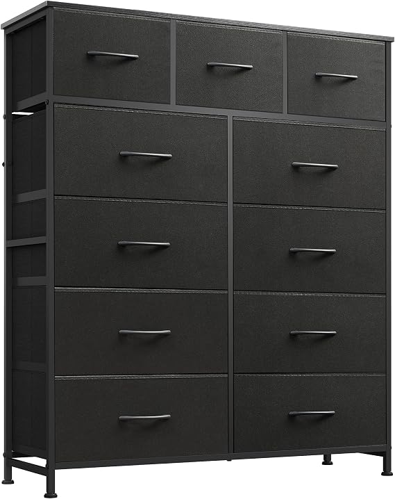 WLIVE Tall Dresser for Bedroom, 11 Drawer Chest of Drawers, Charcoal Black