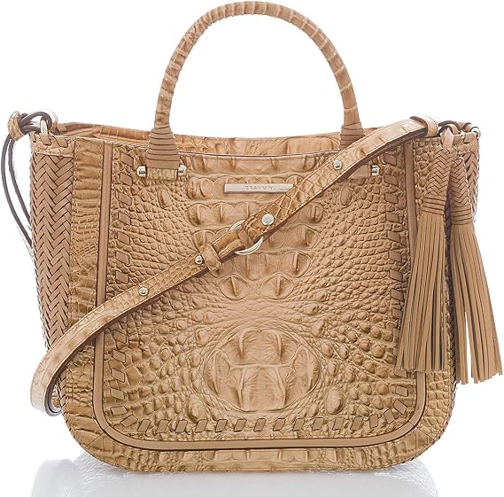 BRAHMIN Small Lena Robbins Honeycomb/Beige/Tan Satchel