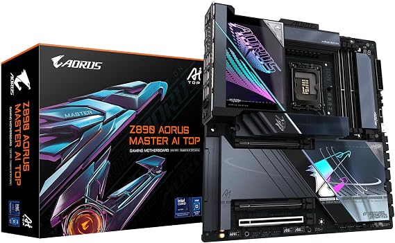 GIGABYTE Z890 AORUS MASTER AI TOP Motherboard - Supports Intel Core Ultra (Series 2) CPUs, 20+1+2 phases VRM, up to 9500MHz DDR5 (OC), PCIe 5.0 M.2, Wi-Fi 7, Thunderbolt 4