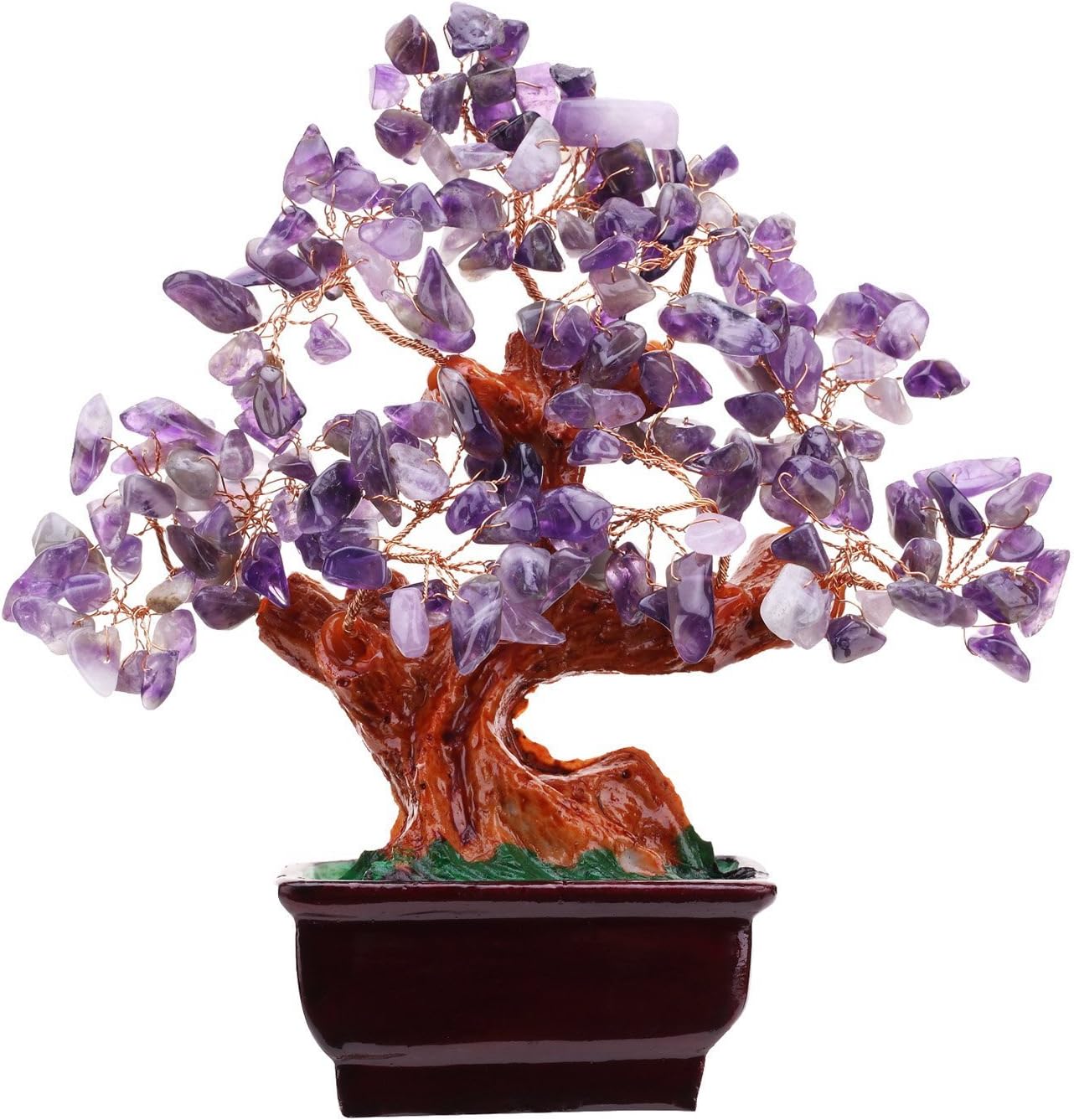 Parma77 Feng Shui Fountain Amethyst Aventurine Rose Quartz Quartz Gem Stone Money Tree 7 Inch Purple Crystal Money Tree for Home Desk Decoration Health Wealth Symble Amethyst