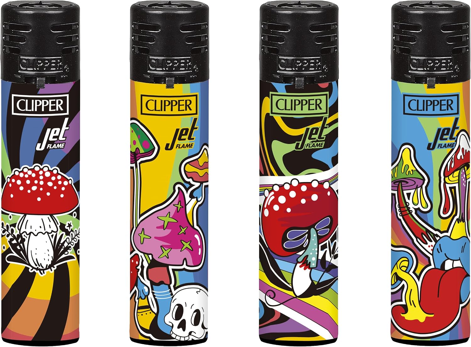4 X Clipper Lighters (jet Rainbow Mush)