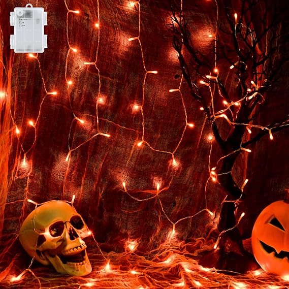 cshare Orange Halloween String Lights Battery Operated with Timer, 9.8ft 30 LED Waterproof Fairy Lights Clear Wire for Pumpkin, Wreath, Porch, Trunk or Treat, Fall Thanksgiving Indoor Outdoor Decor