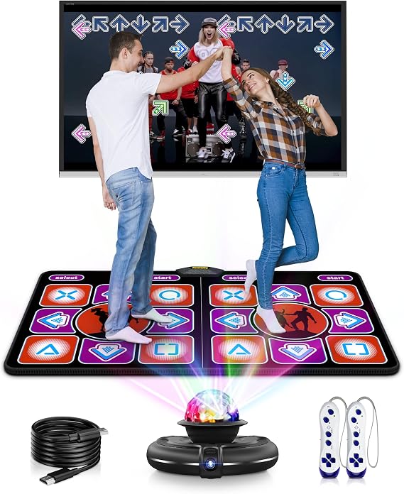 Dance Mat Flannel Dance Mat for TV with HD Camera Play Mat for Two Users with Wireless Controller Non-Slip Dance Mat for Kids Adults Girls and Boys