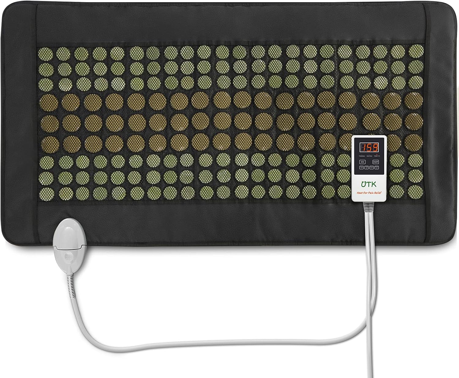 UTK Far Infrared Heating Pad for Back, 5X Deeper Pain Relief for Full Back, Thigh, Hip, Muscle, Hotter to 149F, Weighted Electric Mat with Jade Tourmaline Stones, 22" x 39" Extra-Large Size