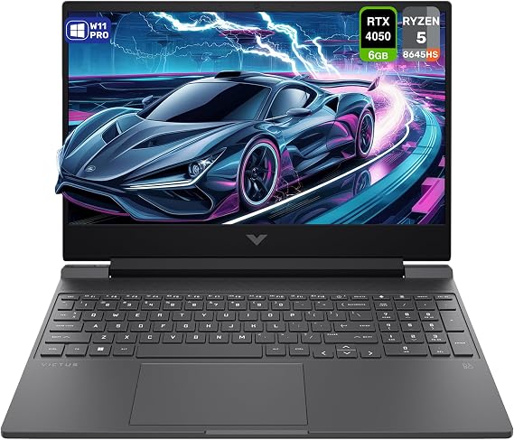 HP Victus Gaming Laptop, AMD Ryzen 5 8645HS, 64 GB DDR5 RAM, 2 TB PCIe SSD, 15.6" FHD (1920x1080) 144Hz Display, Nvidia G-Force RTX 4050, Backlit Numeric Keyboard, W11 Pro, Mica Silver