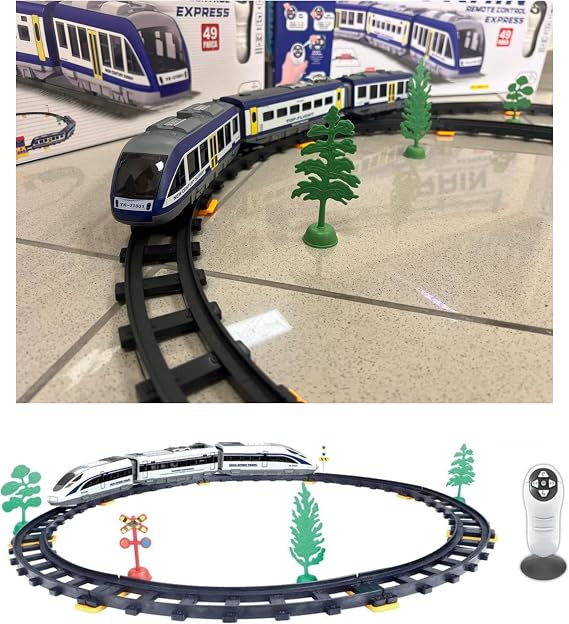 Giffy/Oyuncak 30 Parça Manyetik Uzaktan Kumandalı Tren Sesli Işıklı Pilli Mıknatıs Bağlantılı İstasyon Özellikli Tren Seti 30 Parça