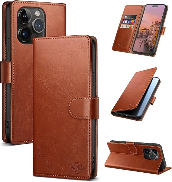 Wallet Case for iPhone 14 Pro Max 6.7", Light Brown