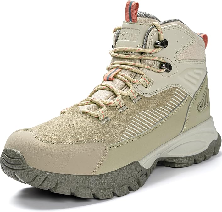 R CORD Womens Hiking Boots Waterproof Slip-Resistant Traction Cushioned Arch Support Durable Comfort for Rainy Days Daily Dog Walks Yard Work Outdoor Use