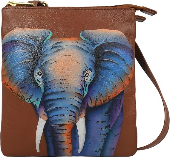 Anuschka Women's Original Hand-Painted Genuine Leather RFID Blocking Triple Compartment Organizer Crossbody