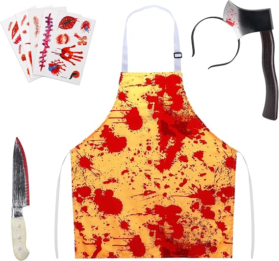 Halloween Bloody Butcher Costumes Set for Men Terrifying Role Play