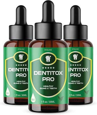 VITALINA 3 Pack Official Dentitox Pro Original Formula, Gum and Teeth Liquid Drops, 3 Bottles