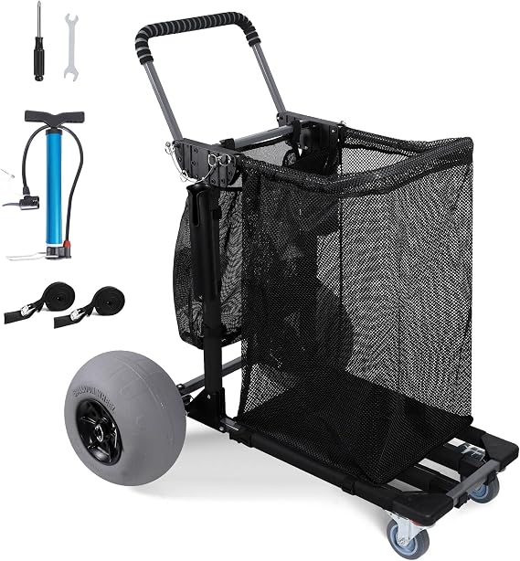Beach Trolley Cart with 12inch Balloon Wheels for Sand All Terrain