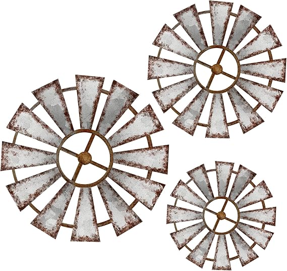 Yookeer 3 Pcs Wood Windmill Wall Decor Rustic Farmhouse Decor,Farmhouse | Country Farm Wall Art, Cottage Home Decorations, For Kitchen Living Room Bedroom Nursery