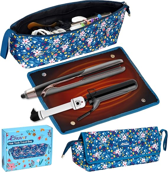 2-in-1 Hair Tools Travel Bag with Removable Heat Resistant Mat