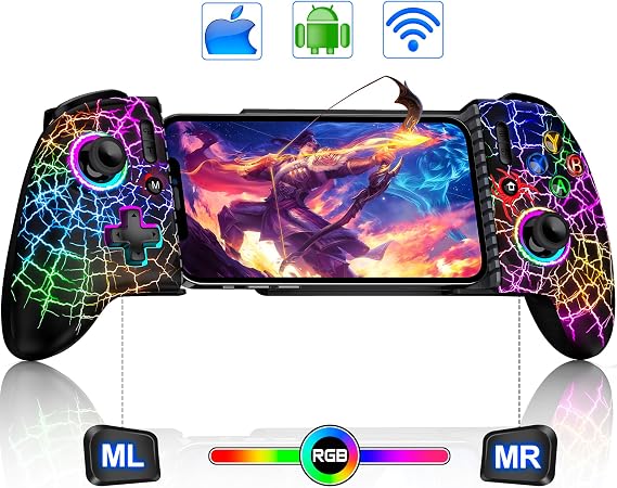 Glitzy X-SPider Wireless Mobile Gaming Controller for iPhone/Android,Phone Gaming Controller with Hall Effect Joysticks &Programmable iPhone Gamepad Support Xbox Game Pass/PlayStation/Steam Link