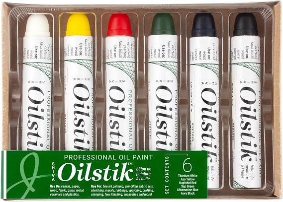Jack Richeson 121302 Shiva Oil Paintstik, Basic Colors, Set of 6