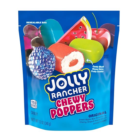 Jolly Rancher Chewy Poppers Original Fruit Flavored Candy Bag, 12 oz