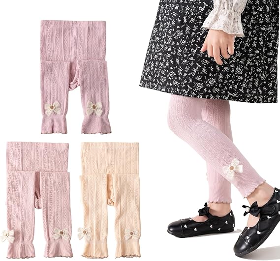 Girls Leggings for Little Girls, 2 Pack Toddler Girl Pants Leggings for Baby Tights Knitted Multi-Colors 2-9 Years