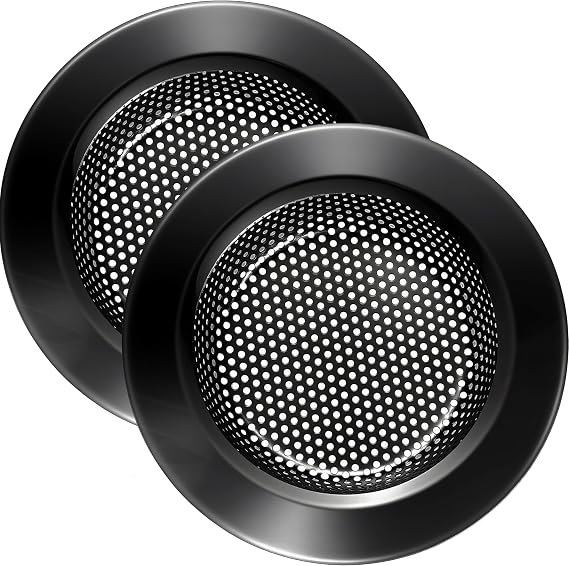 LASSHSWA Kitchen Sink Strainer Stainless Steel, Kitchen Sink Drain Strainer, Silver-Black Sink Strainers for Kitchen Sinks with Large Wide Rim 4.5" Diameter (2 PCS)