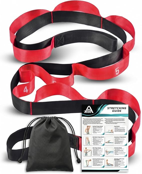 Acozycoo Stretch Strap with 10 Loops, Yoga Strap for Physical Therapy, Home Exercise, Pilates and Flexibility Training, Non Elastic Stretch Band for Thighs, Leg Extenders