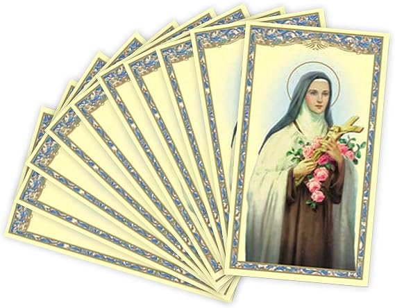 St.Therese Holy Card- St. Therese of Lisieux Cardstock Card with Prayer to Saint Therese on the back (10 pack)