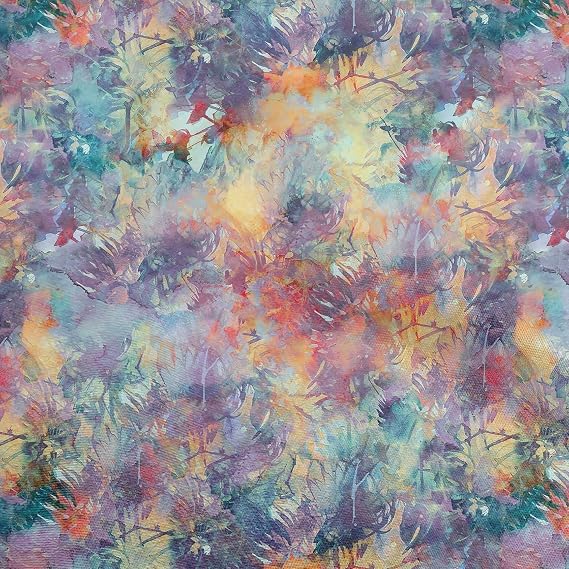 oneOone Rayon Blue Fabric Abstract Floral Dress Material Fabric Print Fabric by The Yard 56 Inch Wide-4ra