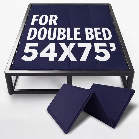 10mm Bunkie Board (54x75Full Size) Lightweight Design | Low Profile Bed Support, Breathable, Noise Minimizing, Moisture Resistant | Folding Box Support Board | Split Fully Assembled