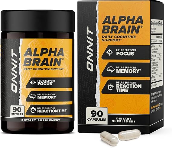 ONNIT Alpha Brain Nootropic Brain Supplement for Focus, Memory, Mental Clarity, Cognitive Support with L-Theanine and Vitamin B6, 90 Count