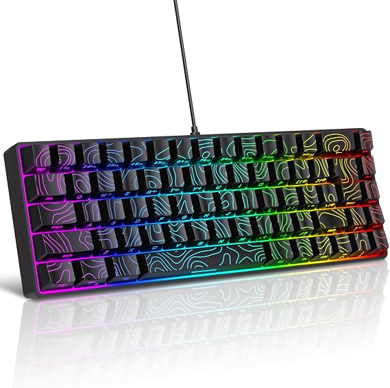 Snpurdiri 65% Wired Small Gaming Keyboard RGB 68-Key (Black) | Mini Gaming Keyboard Backlit Ultra-Compact , for PC/Mac Gamer, Typist, Travel, Easy to Carry on Business Trip