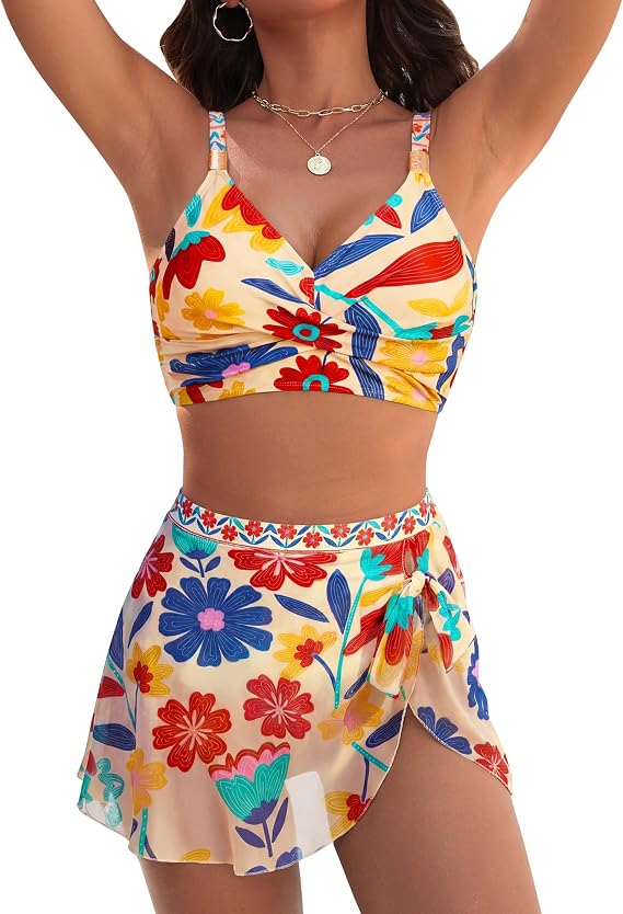 Blooming Jelly Womens High Waisted Bikini Tummy Control 2 Piece Swimsuits