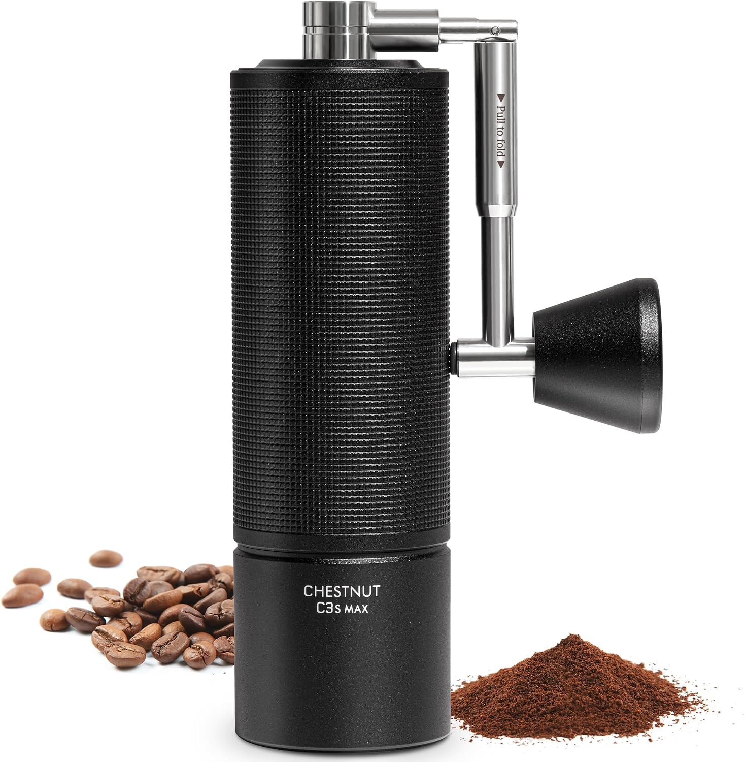 TIMEMORE Chestnut C3S Max, Coffee Grinder Manual, Upgrade Integrated All-Metal Body, Hand Coffee Grinder with Folding Handle, for Espresso to French Press, Black