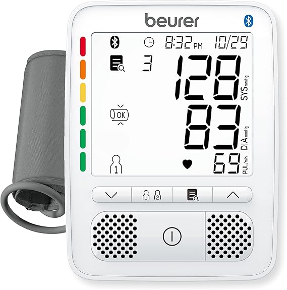 Beurer Premium 800 Upper Arm Blood Pressure Monitor with Bluetooth and Talking Function, Universal Cuff, Backlit Display and Cuff Position Indicator for Accurate Blood Pressure Machine Results