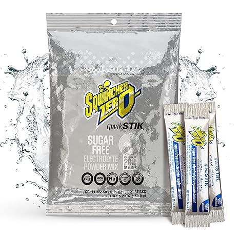 Sqwincher Qwik Stik Zero Single Serve, 0.11 oz Packs, 20 oz Yield, Cool Citrus, 50/Bag - 1 Each