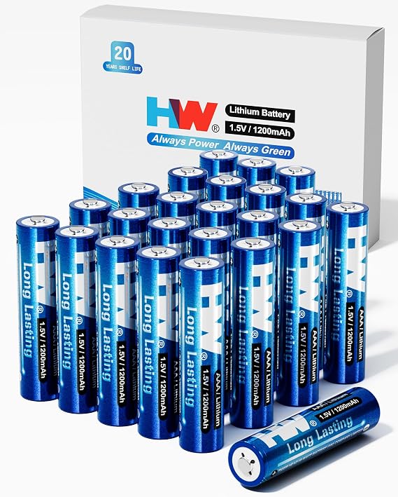 HW AAA Lithium Batteries 24-Pack, 1.5V 1200mAh Long Lasting Triple A