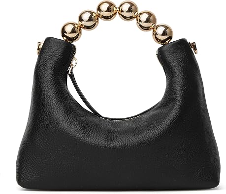 DORIS&JACKY Small Top Handle Clutch Purse for Women, Designer Evening Bag With Pearl Tote Handle and Chain Strap