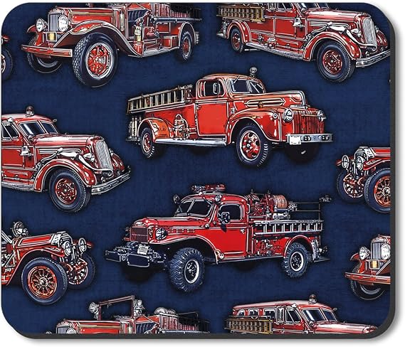Art Plates Brand Mouse Pad - Vintage Fire Trucks - Image by Dan Morris