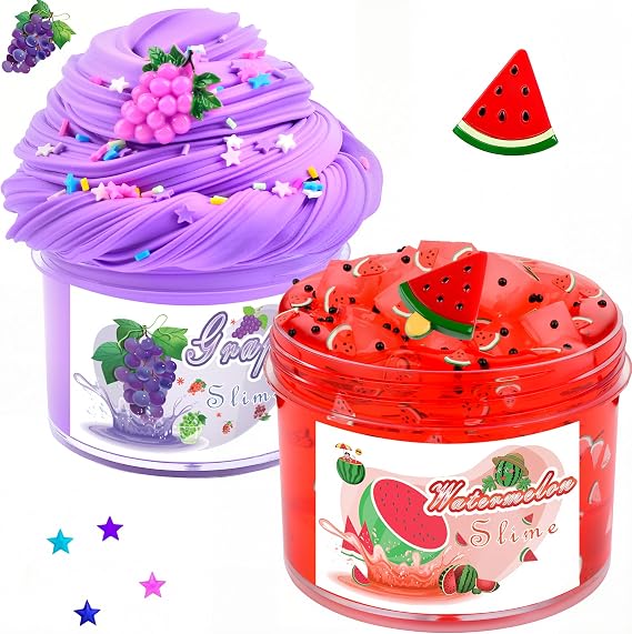 2 Pack Fruit Slime Kit,Super Soft and Non-sticky,Nice for Stockings,Party Favor,Easter Filling,Birthday Gift, Stress Relief Toy for Kids,Goodie Bag Stuffers.