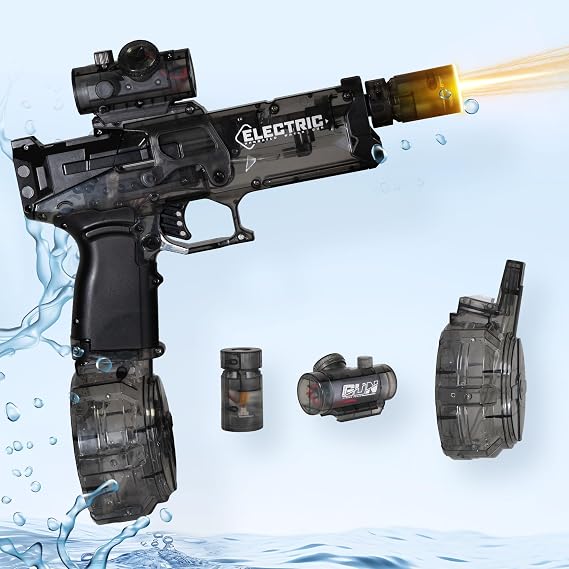 Electric Water Gun for Kids 8-12 Years Old, Transparent Automatic Water Gun, high Power IP67 Waterproof, Classic Summer Pool Toys for Kids