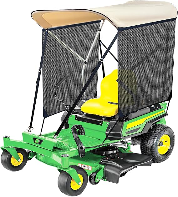 CCLINK Shade Canopy for zero turn lawn mower for john deere canopy,Kubota,Cub Cadet,Troy-Bilt & Others Foldable with UV Protection Equipped with High Visibility Left and Right Sunshades