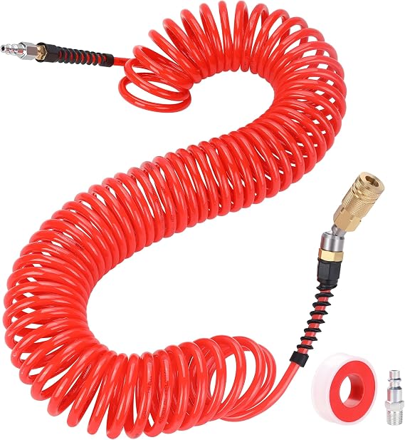 Hromee 1/4 in x 30 ft Polyurethane Recoil Air Hose