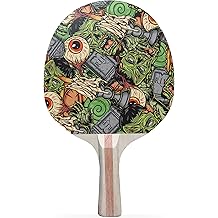 Horror Pattern Colorful Design Ping Pong Paddle, Premium 5 Ply Table Tennis Racket (Black on Back)