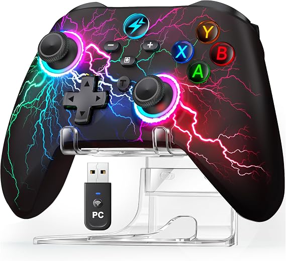 Controller PC PC Controller Wireless mit RGB Licht Gaming Controller PC mit 2 Programmierbare Rücktasten 1000mAh Akku Bluetooth Controller Kompatibel mit Windows PC/Switch/Switch2/Android/IOS
