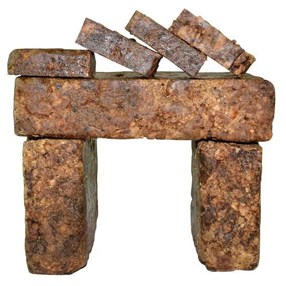 Plant Guru Raw African Black Soap 8 oz. Bar - Pure & Natural Traditional Skincare for Face, Body & Hair | Handmade Cleanser for All Skin Types. Imported From Ghana.
