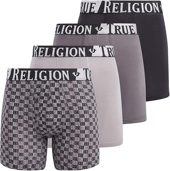 True Religion Mens Underwear 4 Pack Stretch Modal Boxer Briefs for Men
