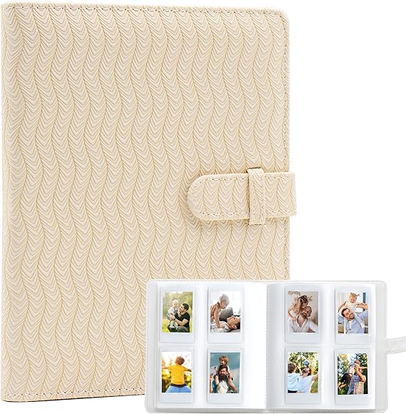 Ablus Polaroid Photo Album for Fujifilm Instax Mini LiPlay 11 90 70 50S 26 25 9 8+ 8 7S Instant Cameras, 128 Pockets, Beige Wave