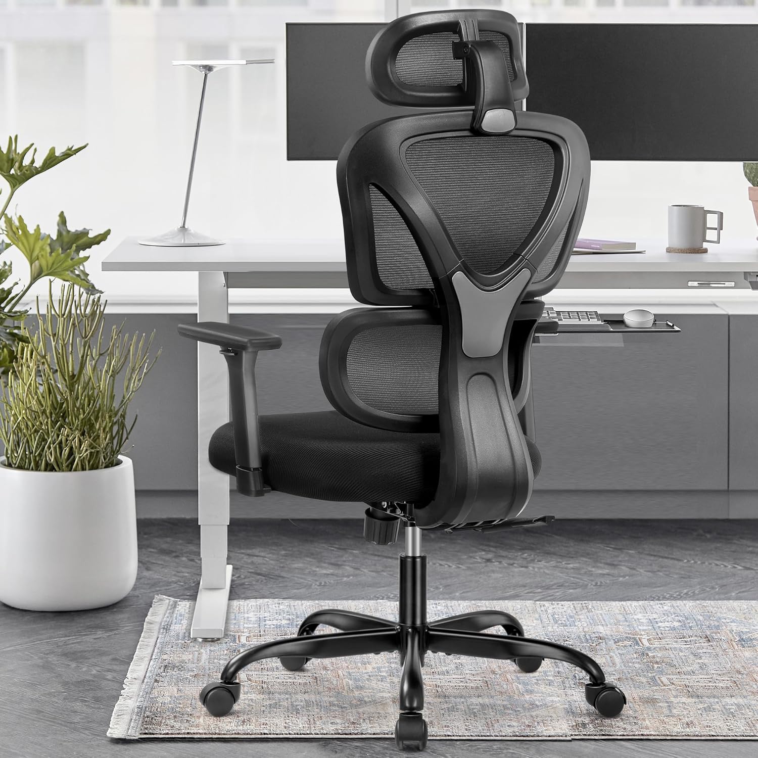 butair office chair ergonomic desk chair swivel chair with lordless support adjustable headrest and 3d armrest adjustable height and inclination 90 °  110 °  135 ° maximum load capacity 150 kg