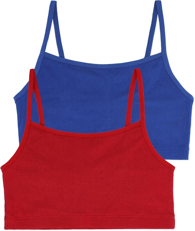 Comfneat Women's 2-Pack Pointelle Camisole Bra Cotton Viscose Everyday Bra