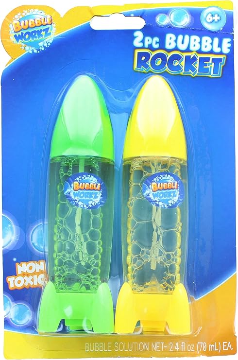 Bubble Workz 2-Piece Bubble Rocket Pack | Green & Yellow